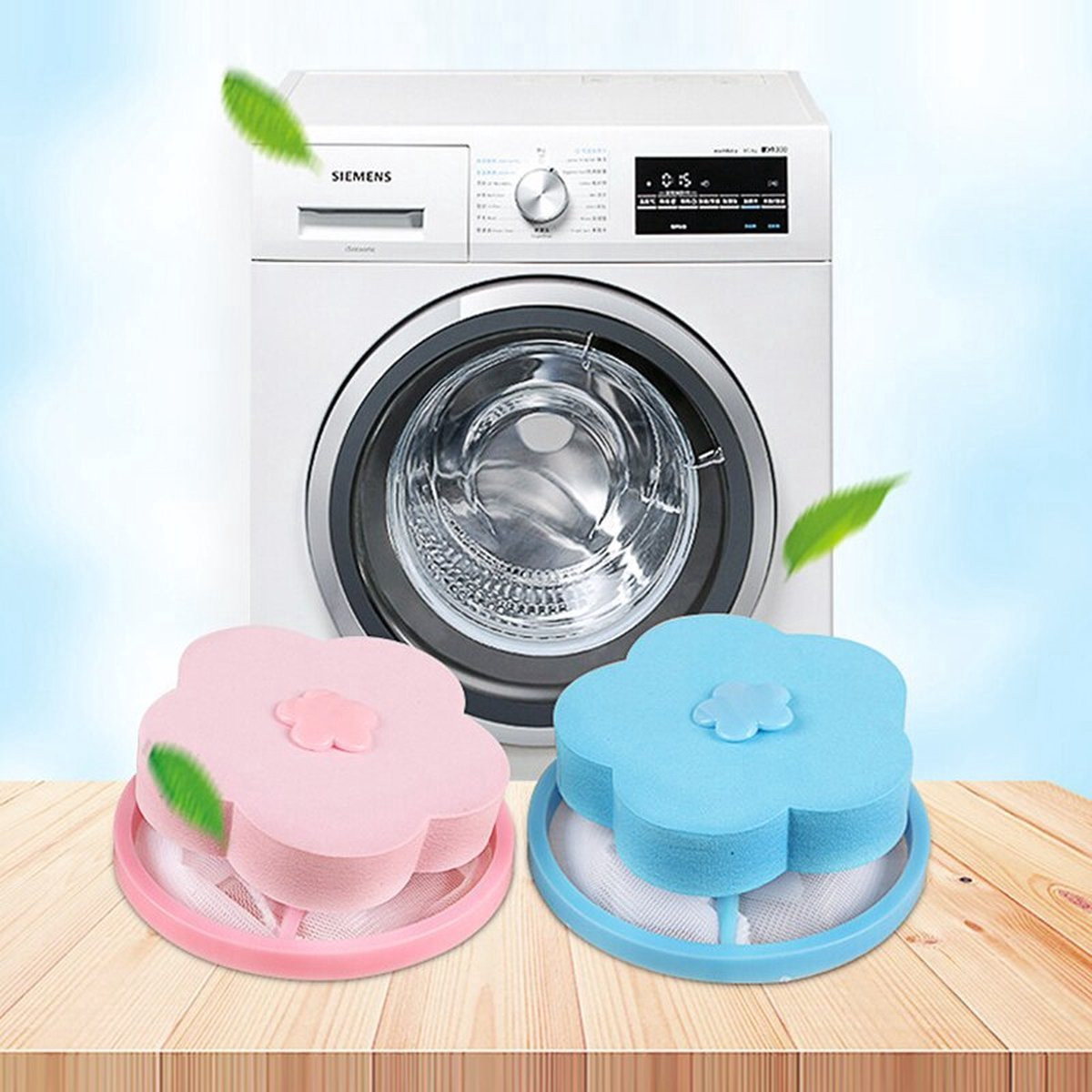 UP / Herbruikbaar Wasmachine Filter / Haar Vanger / Drijvend Vangnet / Wasmachine Reiniger / Wasmachine Cleaner / Blauw / Roze / 2 Stuks / 10 cm