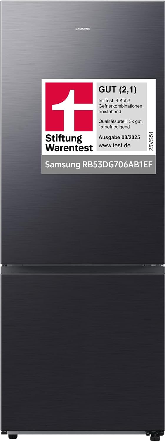 Samsung RB53DG706AB1EF Kühl-Gefrierkombination 538 L, 203 cm, 75 cm extra breit, No Frost, Premium Black Steel