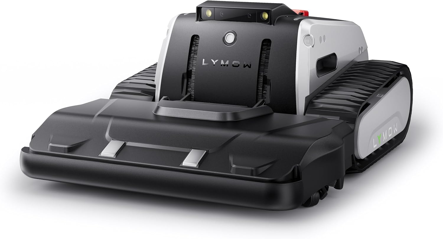 Lymow One Plus Mähroboter ohne Begrenzungskabel mit Raupenantrieb, RTK-VSLAM, bis 7000 m², Schwarz