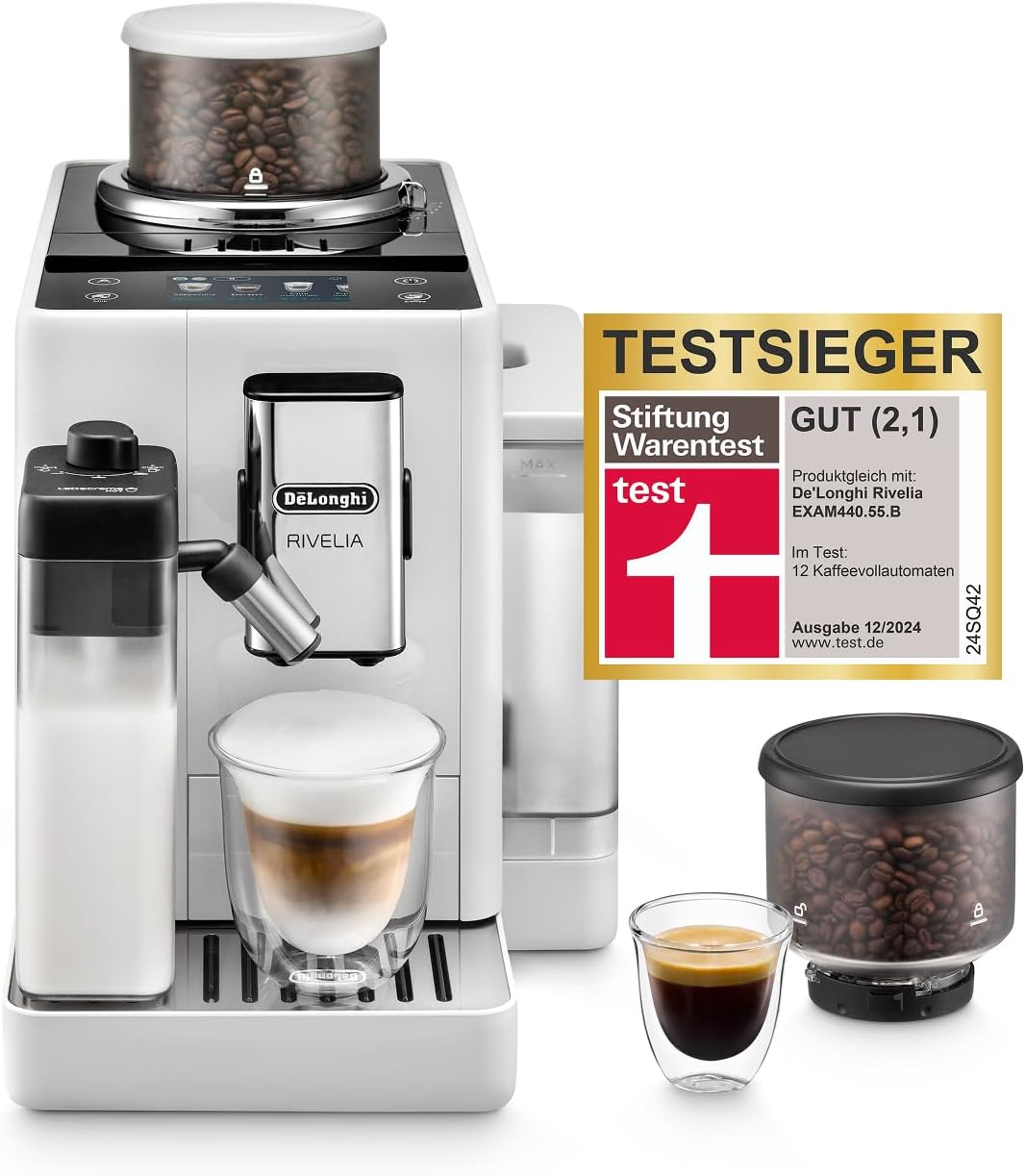 De'Longhi Rivelia Kaffeevollautomat 16 Getränke Weiß